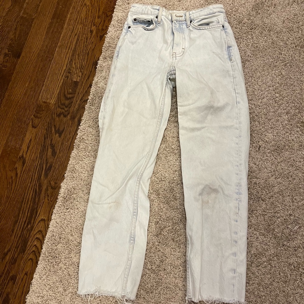 Topshop crop straight leg light wash jeans